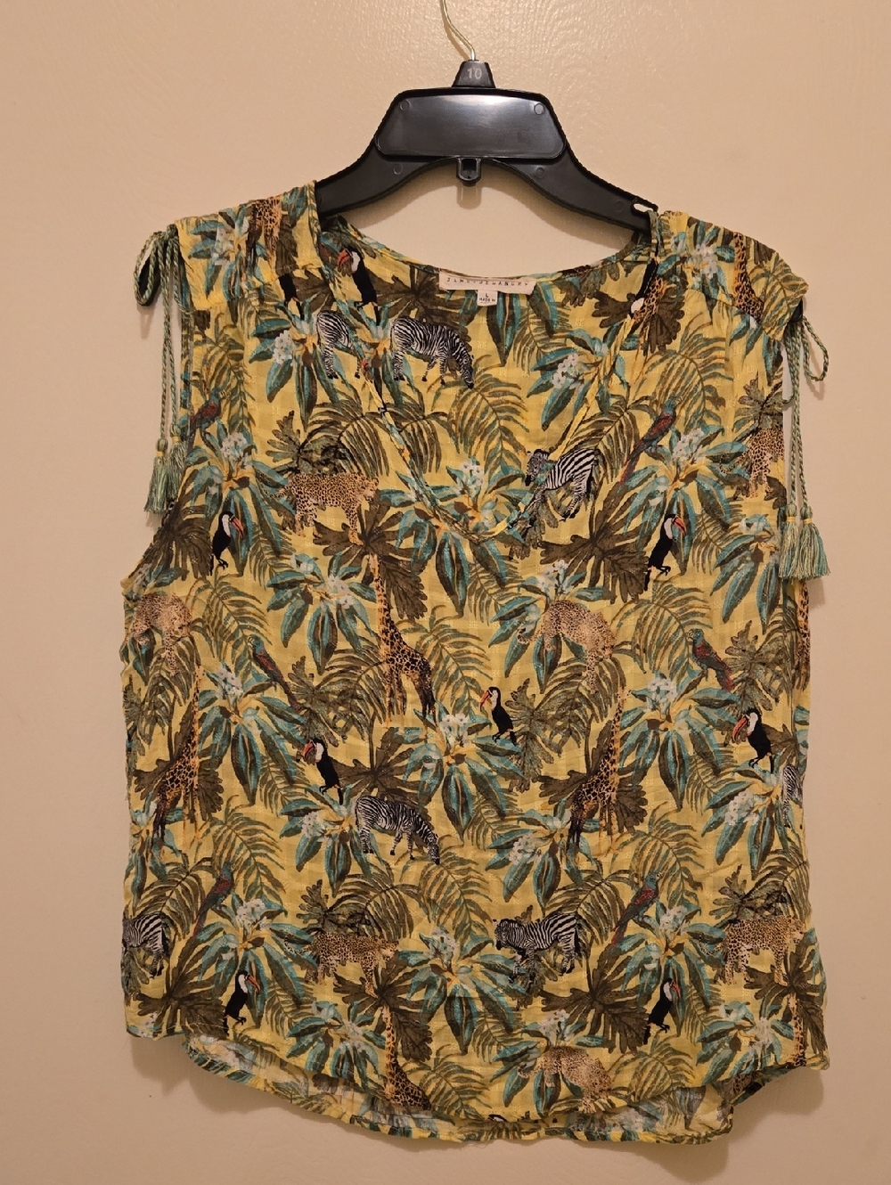 Women's Tropical Print Sleeveless Top - Green.